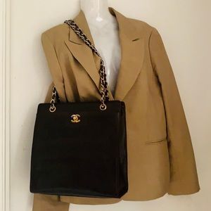 CHANEL 24k Gold Turnlock Caviar Leather Flap Tote